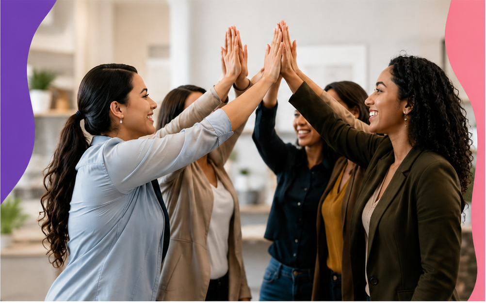 Women celebrating teamwork